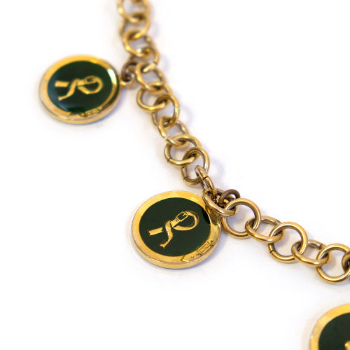 Roberta　ゴールドチェーン ネックレス＆ベルト（緑）