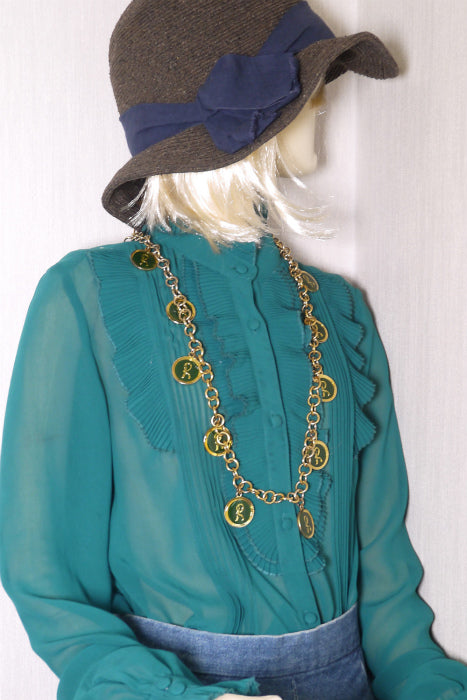 Roberta　ゴールドチェーン ネックレス＆ベルト（緑）