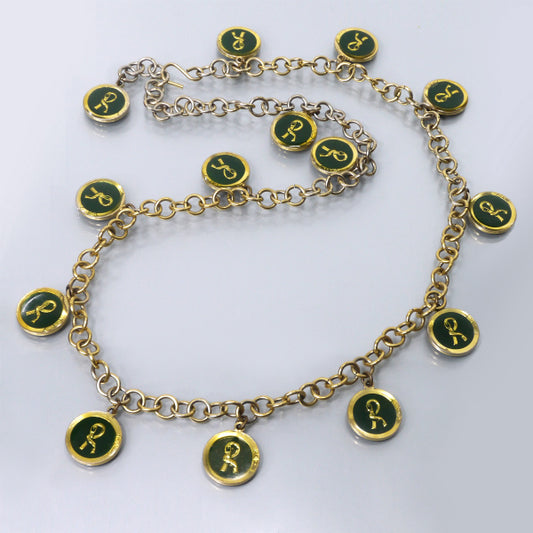 Roberta　ゴールドチェーン ネックレス＆ベルト（緑）