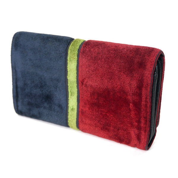 Roberta ベルト柄モケット長財布（赤/紺/緑）