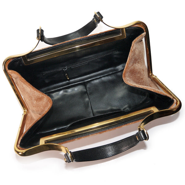 Roberta　だまし絵カラベラ ハンドバッグ(モケット/明茶 )