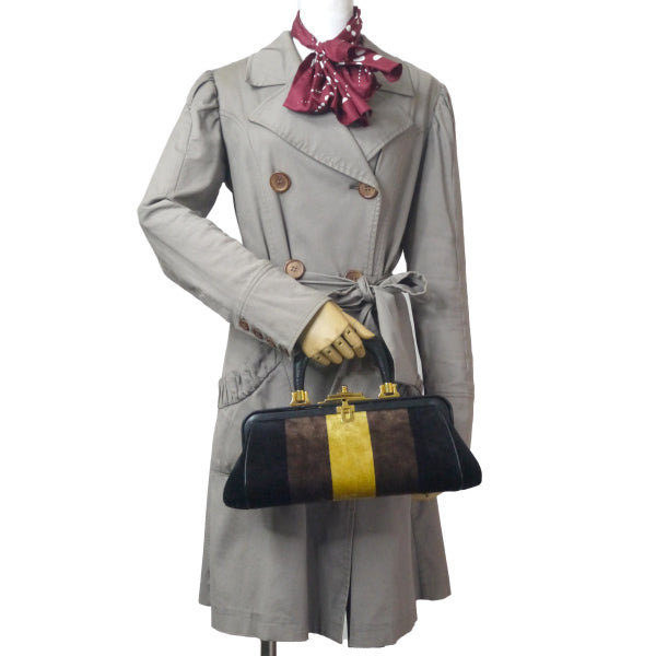 ロベルタ　カラベラ ハンドバッグ(モケット/マスタード茶 )