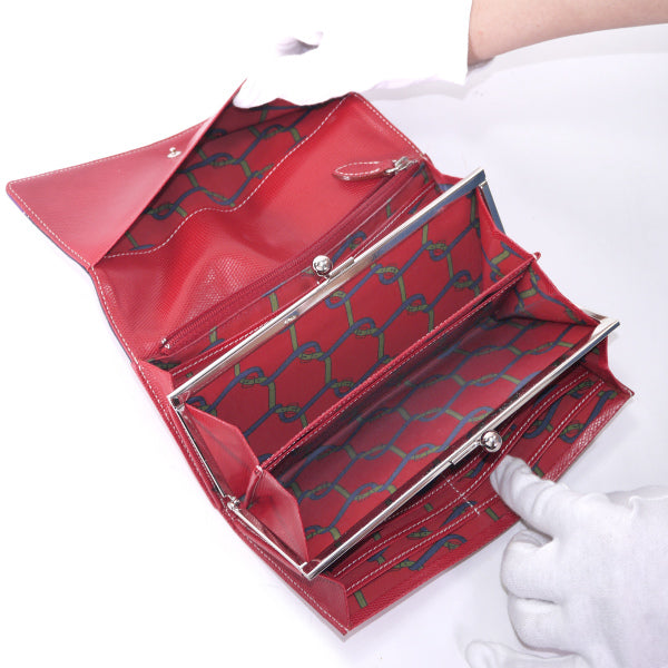 Roberta　マルチカラーがま口長財布（赤×青×緑×紫）