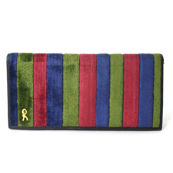Roberta　モケット トリコロール長財布（緑・紺・赤）