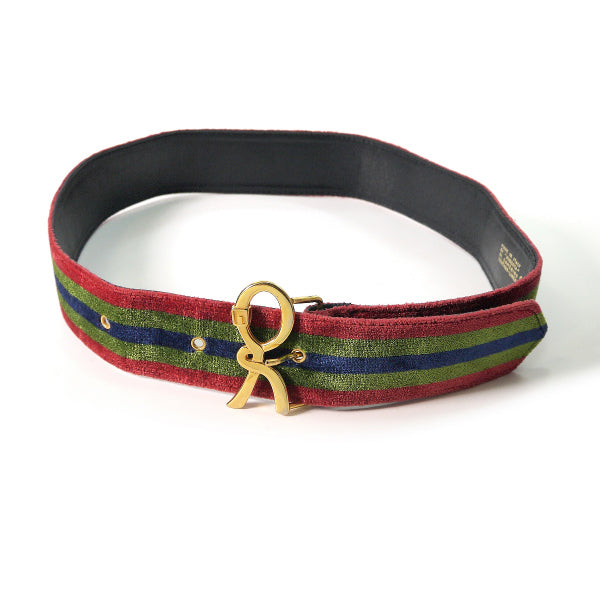 Roberta　Rバックル 　モケットベルト（赤/青/緑)