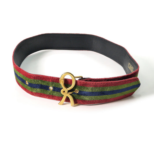 Roberta　Rバックル 　モケットベルト（赤/青/緑)