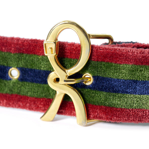 Roberta　Rバックル 　モケットベルト（赤/青/緑)