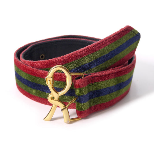 Roberta　Rバックル 　モケットベルト（赤/青/緑)