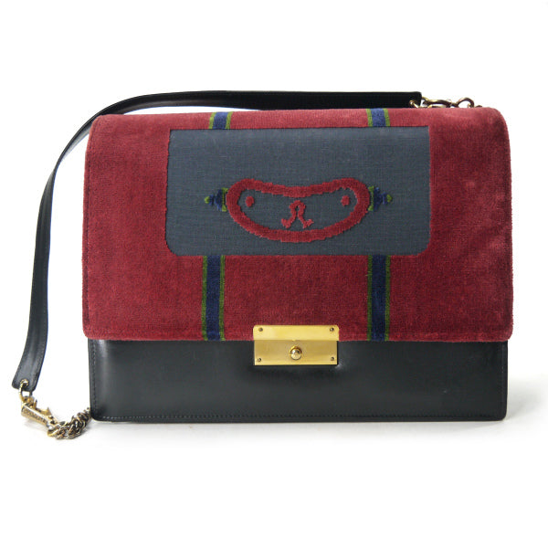 Roberta　モケット素材2WAYチェーンショルダー（赤系）