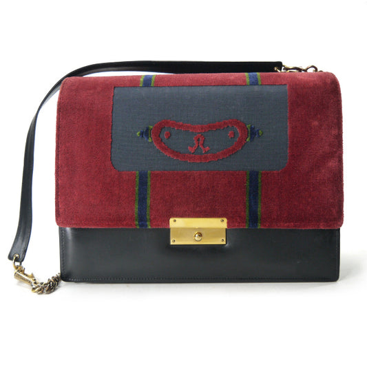 Roberta　モケット素材2WAYチェーンショルダー（赤系）