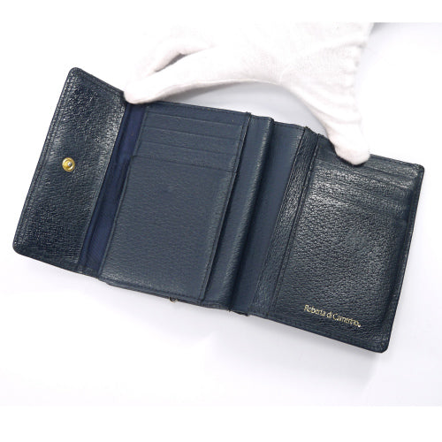 Roberta　総革２つ折れがま口財布（赤×緑リボン）