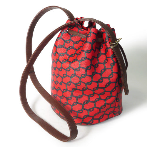 Roberta ベルト柄ミニ巾着ショルダー（赤）