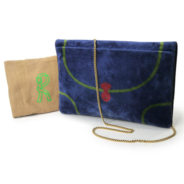 Roberta モケット素材だまし絵2WAYチェーンバッグ（青系） – Vintage