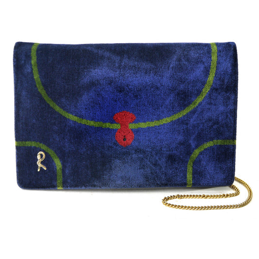 Roberta　モケット素材だまし絵2WAYチェーンバッグ（青系）