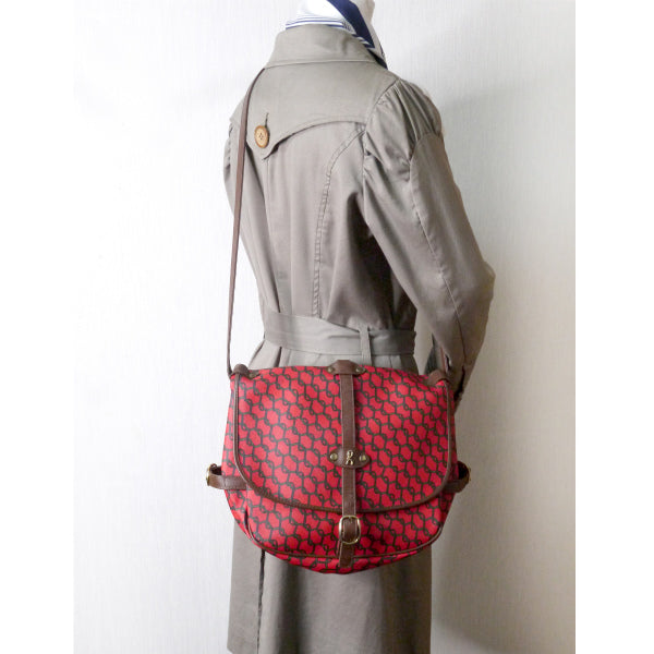 Roberta　ベルト鎖柄Wバッグ（赤）