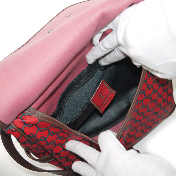 Roberta　ベルト鎖柄Wバッグ（赤）