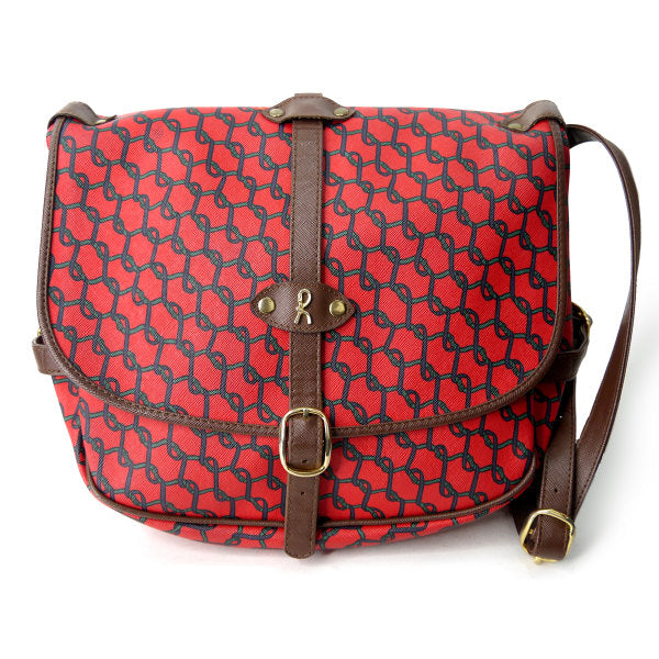 Roberta　ベルト鎖柄Wバッグ（赤）