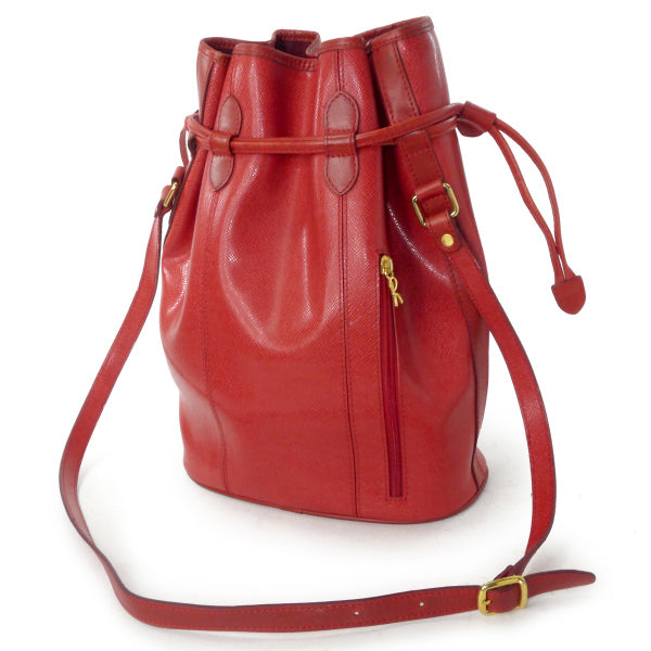 Roberta di Camerino 型押しレザー巾着ショルダー（赤）