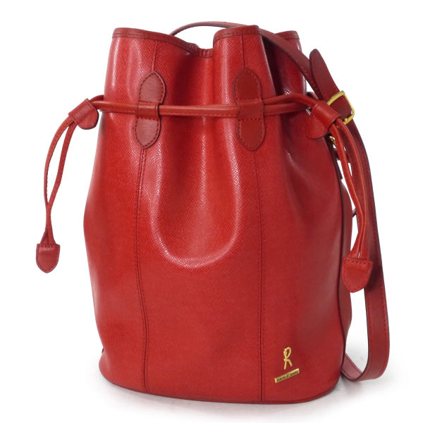 Roberta di Camerino 型押しレザー巾着ショルダー（赤）