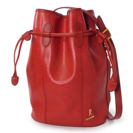 Roberta di Camerino 型押しレザー巾着ショルダー（赤）