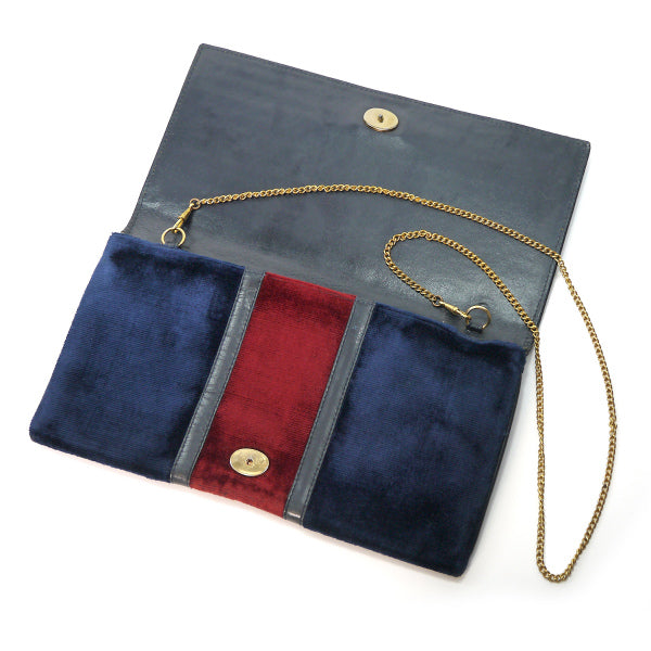 Old Roberta　メリディアーナ モケットバッグ（紺×赤）