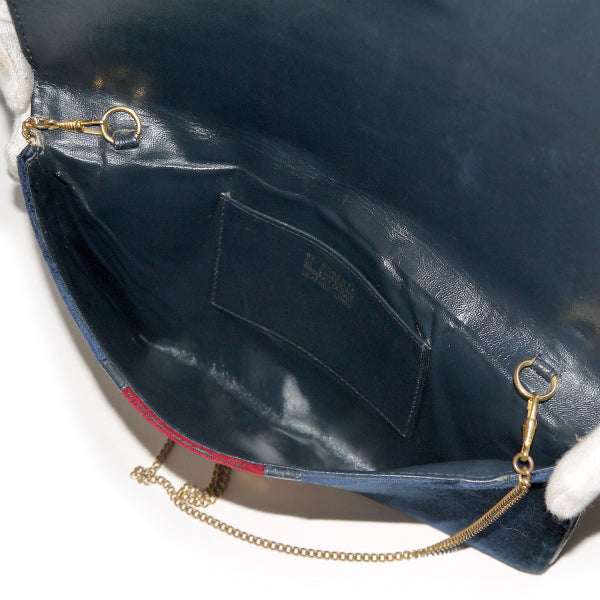 Old Roberta　メリディアーナ モケットバッグ（紺×赤）