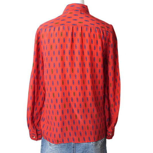 Roberta　チェーン柄レトロブラウス（赤系）