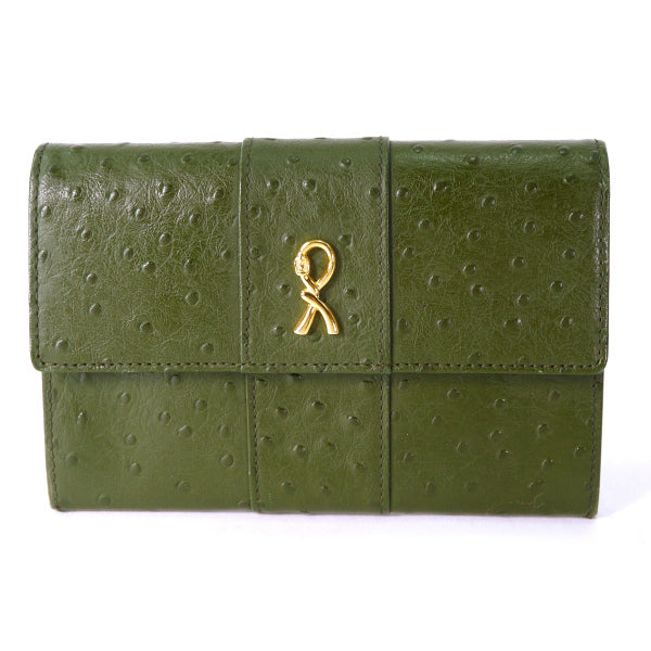 Roberta　オーストリッチ型押し折り財布（緑）