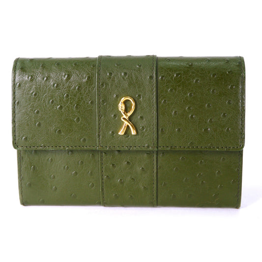 Roberta　オーストリッチ型押し折り財布（緑）