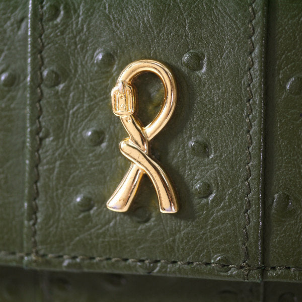 Roberta　オーストリッチ型押し折り財布（緑）