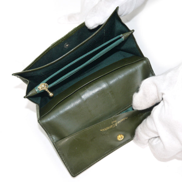 Roberta　オーストリッチ型押し折り財布（緑）