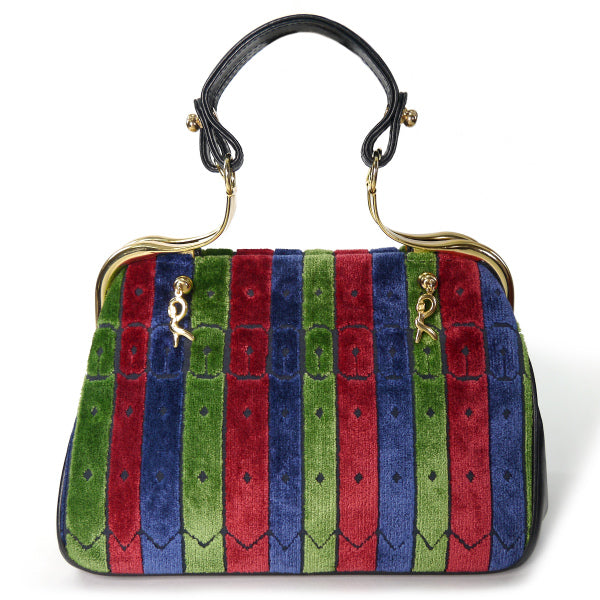 Roberta　ベルト柄カラベラ ハンドバッグ(モケット/トリコロール )