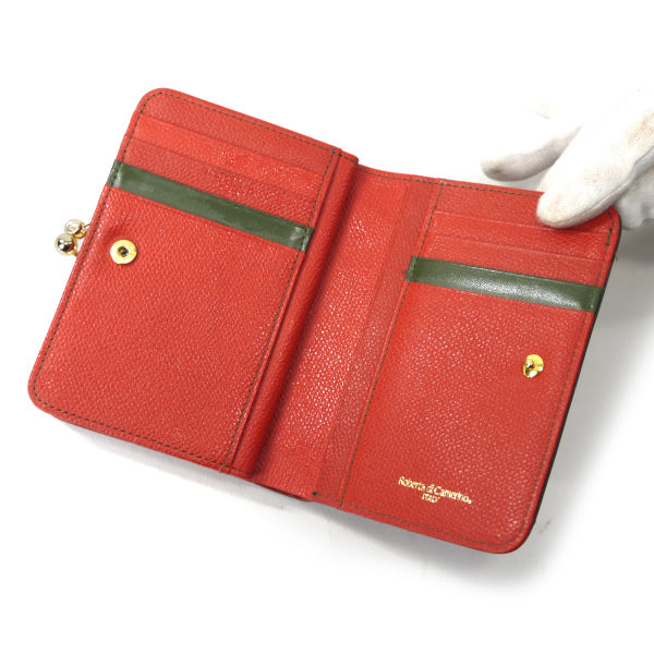 Roberta　だまし絵総革がま口ミドル財布（赤）