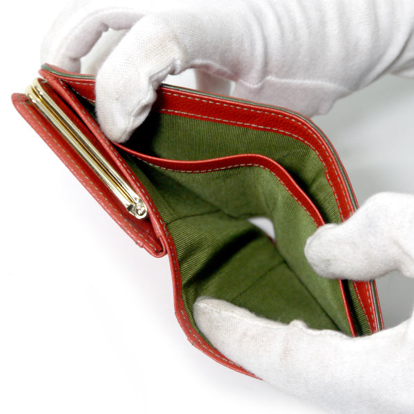 Roberta　だまし絵総革がま口ミドル財布（赤）