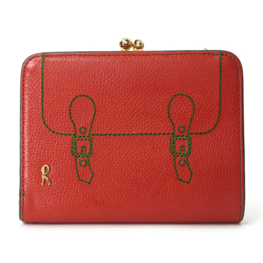 Roberta　だまし絵総革がま口ミドル財布（赤）