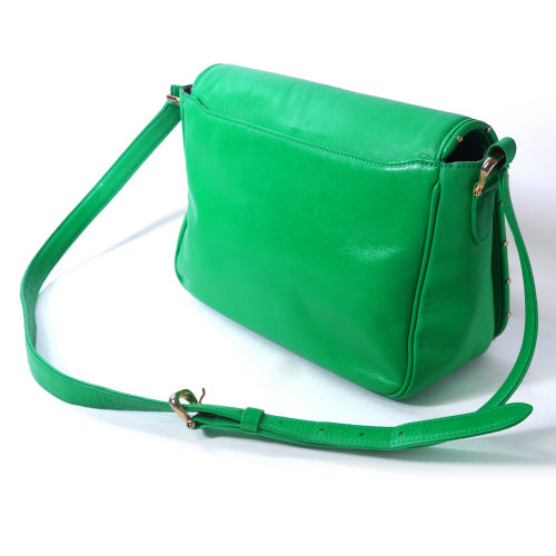 Roberta 総革斜めがけショルダー(エメラルドグリーン )