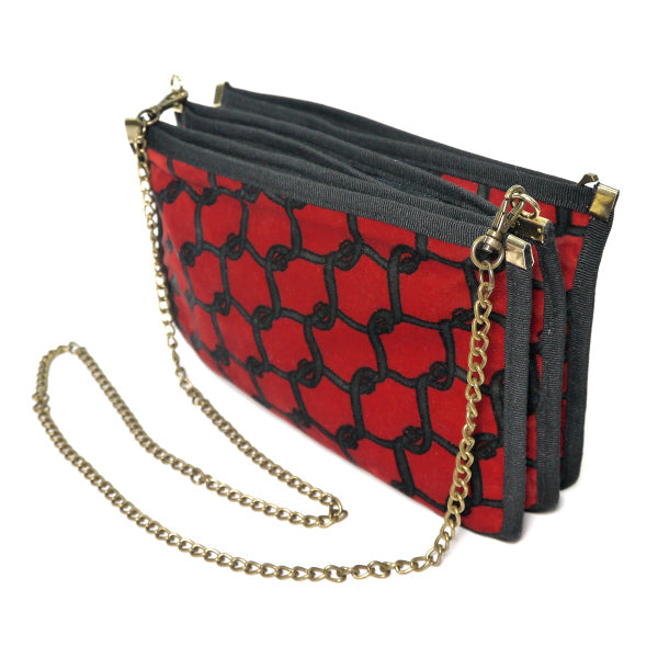 Roberta　ベルト柄チェーンポーチ（赤）