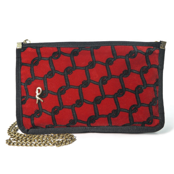 Roberta　ベルト柄チェーンポーチ（赤）