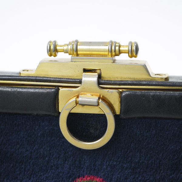 Roberta　モケットがま口ミニショルダー（黒系）