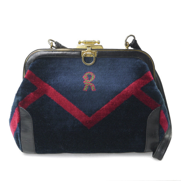 Roberta　モケットがま口ミニショルダー（黒系）