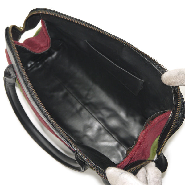 Roberta　ウェーブライン柄モケット ミニボストン （赤/緑/青）