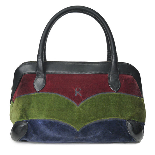 Roberta　ウェーブライン柄モケット ミニボストン （赤/緑/青）