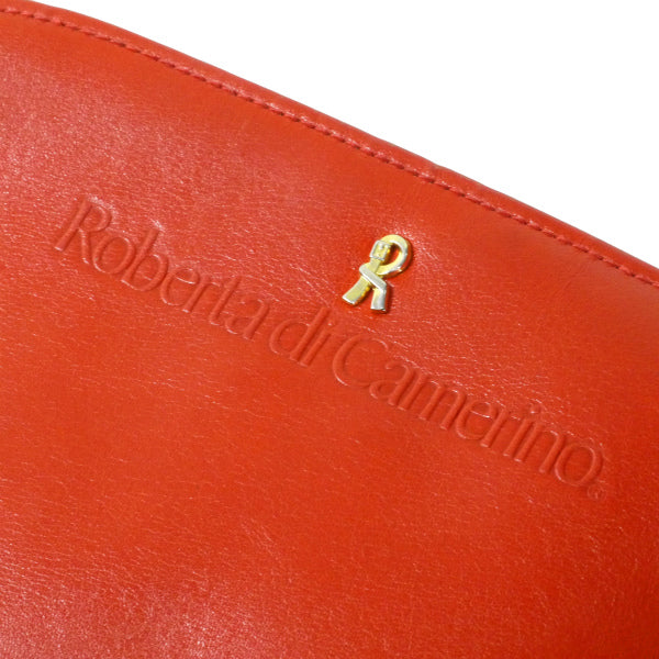 Roberta　バイカラー総革ラウンドポシェット(赤×緑)