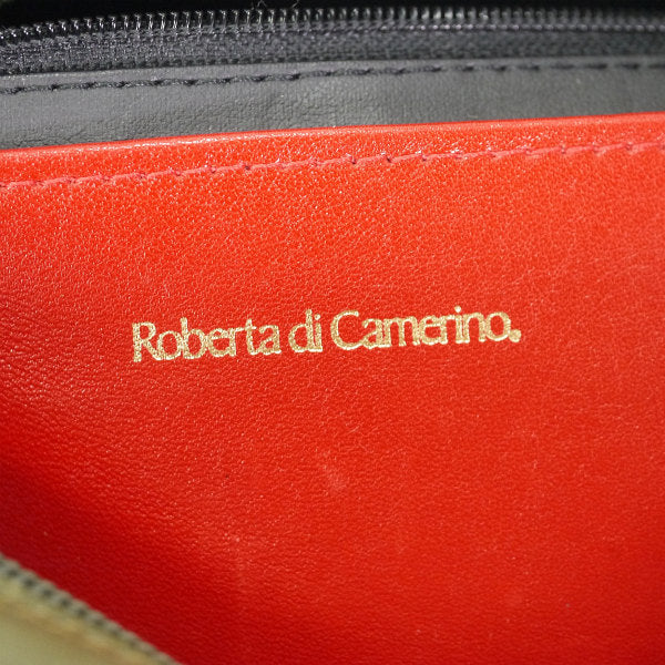 Roberta　バイカラー総革ラウンドポシェット(赤×緑)