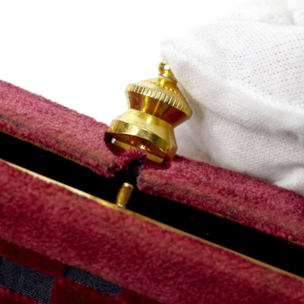 ロベルタ　モケット市松模様がま口ショルダー（赤系）