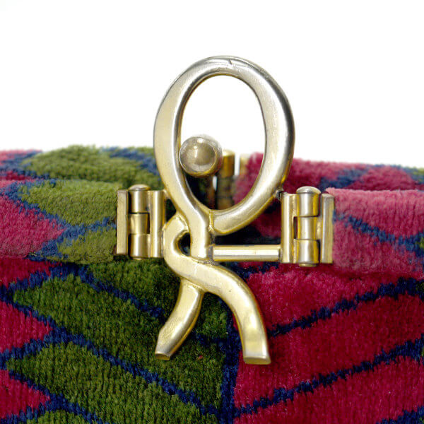 Roberta　R留め具幾何学模様モケットショルダー（赤系）