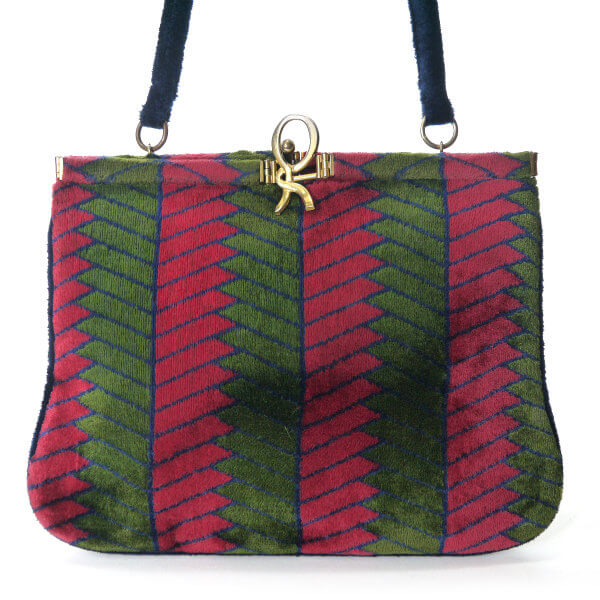 Roberta　R留め具幾何学模様モケットショルダー（赤系）