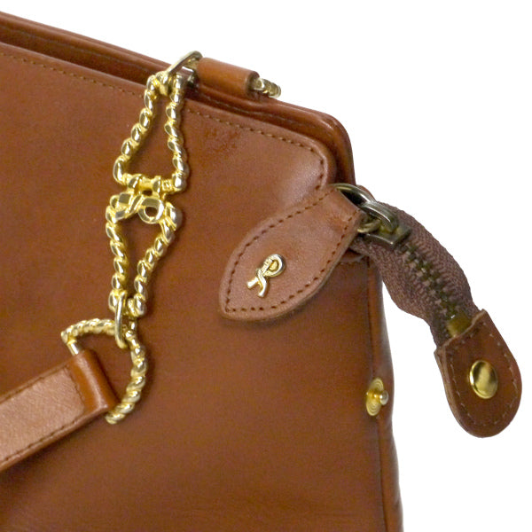 Roberta　総革Rロゴミニショルダー（茶）