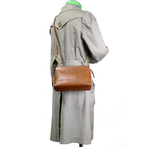 Roberta　総革Rロゴミニショルダー（茶）