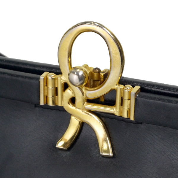 Roberta　R留め具レザーミニショルダーバッグ（黒）